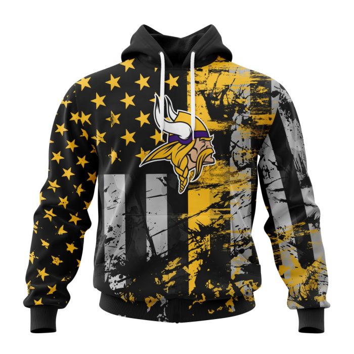 Personalized Minnesota Vikings Classic Grunge American Flag Unisex Hoodie TH1171