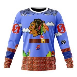 Personalized NHL Chicago Blackhawks With Super Mario Game Design Unisex Sweatshirt SWS2264