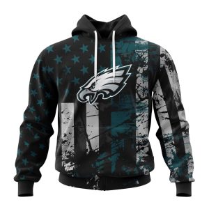 Personalized Philadelphia Eagles Classic Grunge American Flag Unisex Hoodie TH1828