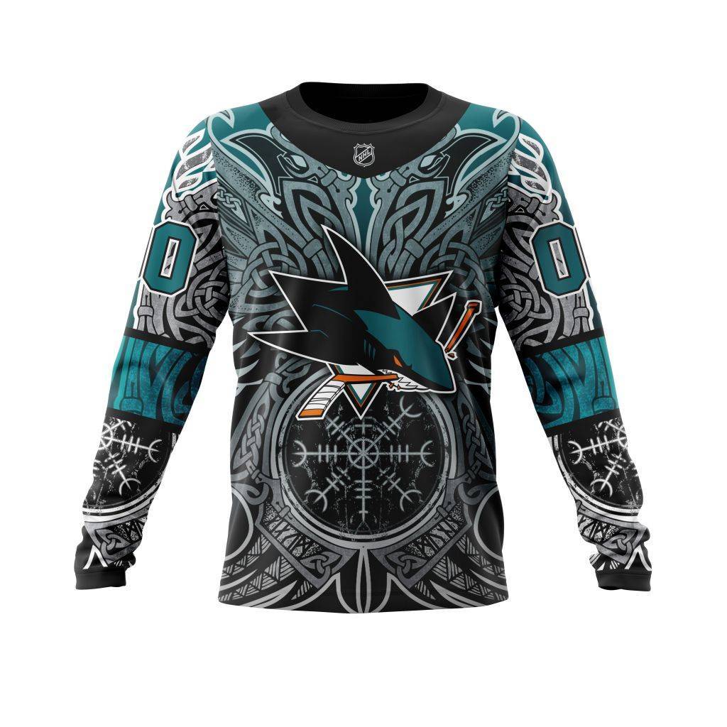 Personalized-San-Jose-Sharks-Dark-Norse-Viking-Symbols-Unisex-Sweatshirt-SWS3759 Personalized San Jose Sharks Dark Norse Viking Symbols Unisex Sweatshirt SWS3759