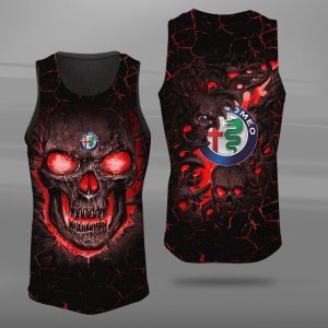 Alfa Romeo Skull Unisex Tank Top Basketball Jersey Style Gym Muscle Tee JTT607