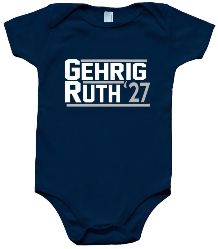 Baby-Onesie-Babe-Ruth-Lou-Gehrig-New-York-Yankees-Murders-Row-1927-Creeper-Romper Baby Onesie Babe Ruth Lou Gehrig New York Yankees Murders Row 1927 Creeper Romper