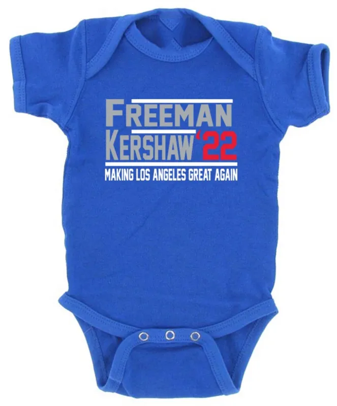 Baby-Onesie-Clayton-Kershaw-Freddie-Freeman-Los-Angeles-Dodgers-22-Creeper-Romper Baby Onesie Clayton Kershaw Freddie Freeman Los Angeles Dodgers 22 Creeper Romper