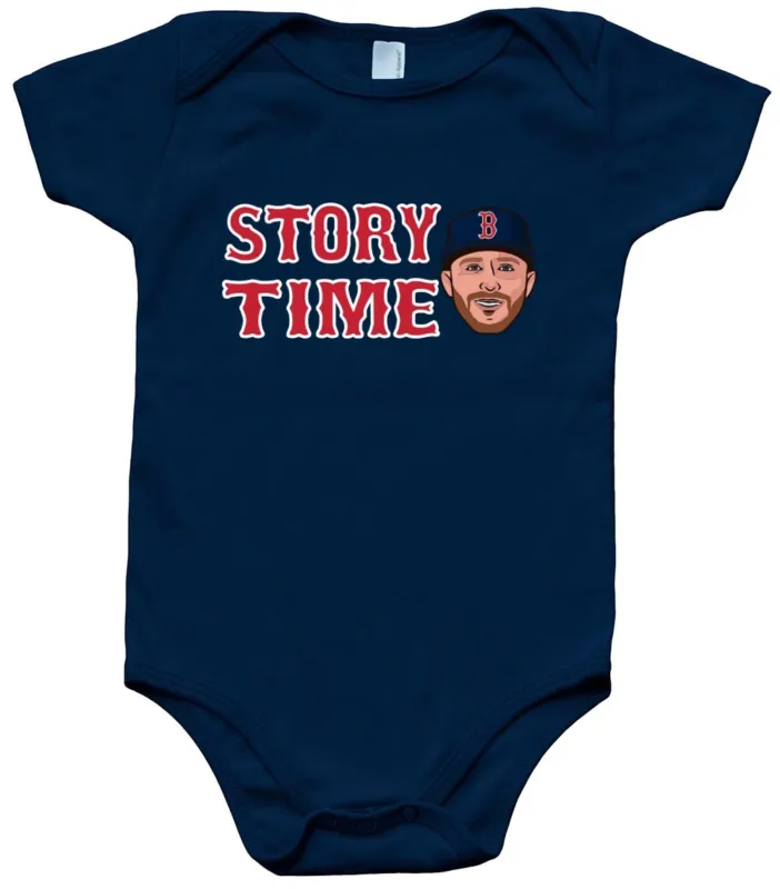 Baby-Onesie-Trevor-Story-Boston-Red-Sox-Story-Time-Creeper-Romper Baby Onesie Trevor Story Boston Red Sox Story Time Creeper Romper