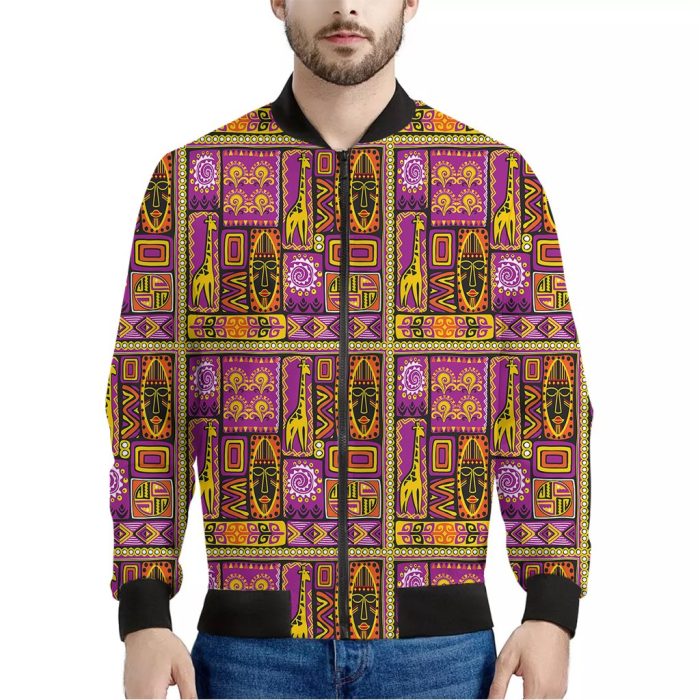 African Ethnic Tribal Inspired Print Bomber Jacket