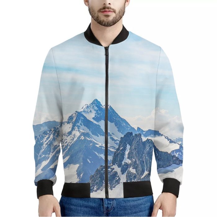 Alps Mountain Print Bomber Jacket