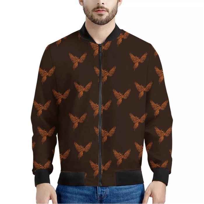 Asian Phoenix Pattern Print Bomber Jacket