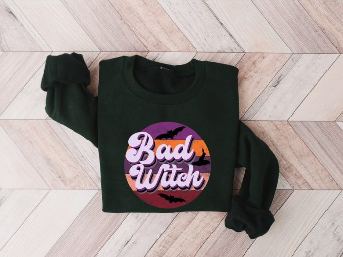 Bad Witch Sweatshirt Retro Halloween Sweatshirt Spooky Witch