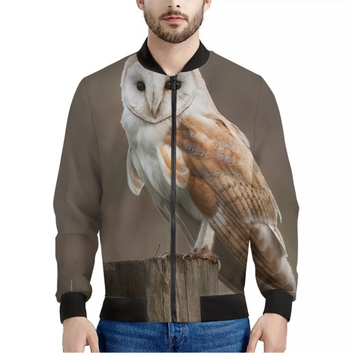 Barn Owl Print Bomber Jacket