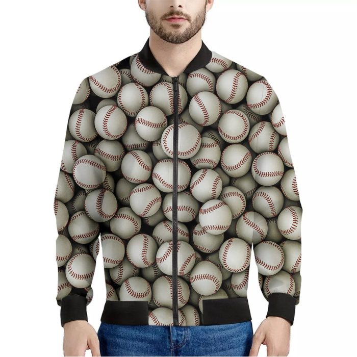 Baseballs 3D Print Bomber Jacket