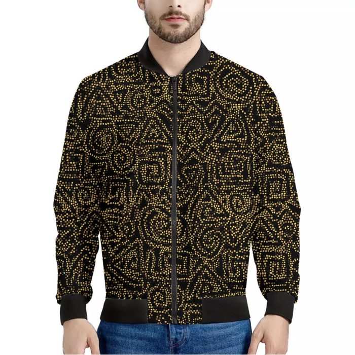 Black And Gold African Afro Print Bomber Jacket