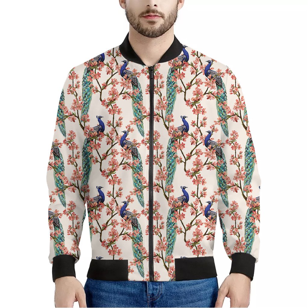 Cherry Blossom Peacock Print Bomber Jacket – We sell presents, you sell ...