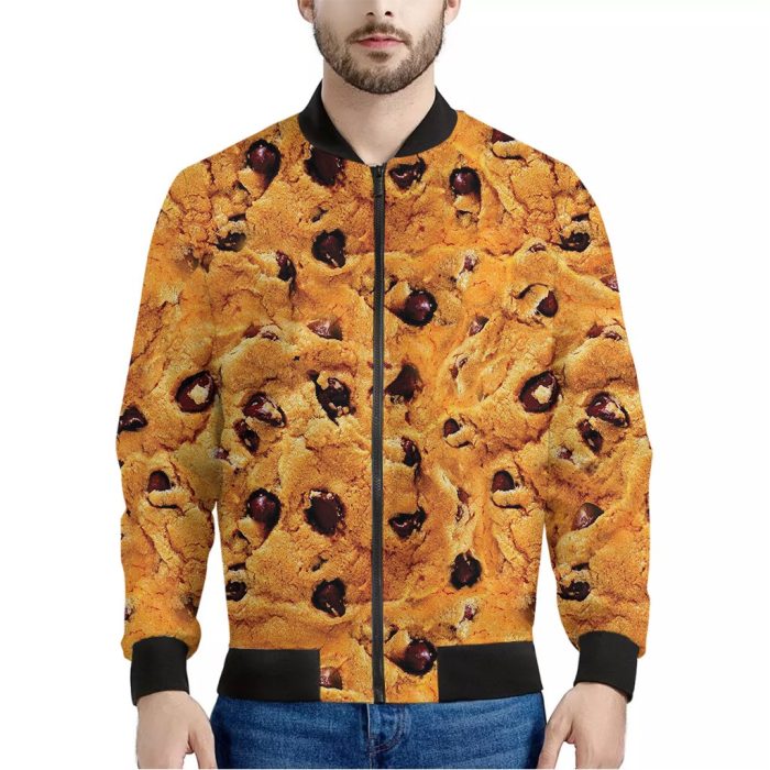 Chocolate Chip Cookie Print Bomber Jacket