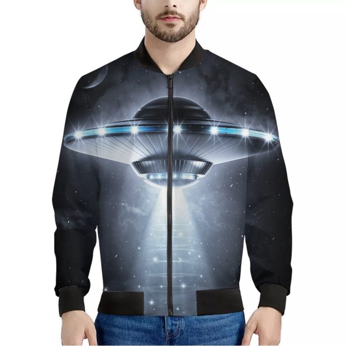 Dark Night UFO Print Bomber Jacket