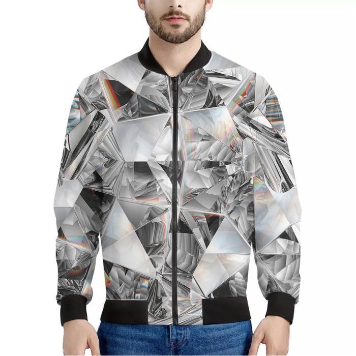 Diamond Texture Print Bomber Jacket