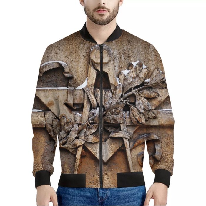 Freemasonry Emblem Print Bomber Jacket