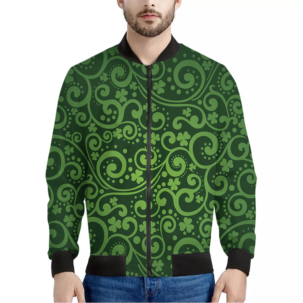 Green-Irish-Saint-Patricks-Day-Print-Bomber-Jacket Green Irish Saint Patrick's Day Print Bomber Jacket