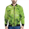 Green Lettuce Leaves Print Bomber Jacket