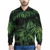 Green Monstera Leaf Print Bomber Jacket