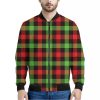 Green Red And Black Buffalo Plaid Print Bomber Jacket