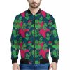 Green Walking Zombie Print Bomber Jacket