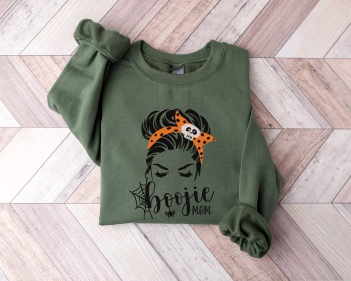 Halloween Boojie Mom Sweatshirt Boojie Mom Halloween Mom Messy Bun Mom Halloween Messy Bun Girl Spooky Season