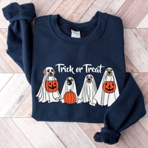 Halloween Sweatshirt Halloween Sweater Ghost Sweatshirt Halloween Dog Sweatshirt Ghost Dog Shirt