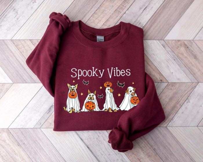 Halloween Sweatshirt Halloween Sweater Ghost Sweatshirt Halloween Dog Sweatshirt Ghost Dog Shirt