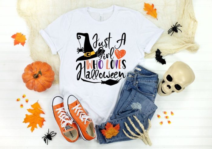 Just A Girl Who Loves Halloween Shirt Halloween Party Halloween T-Shirt Hocus Pocus Shirt Halloween Spooky Shirt