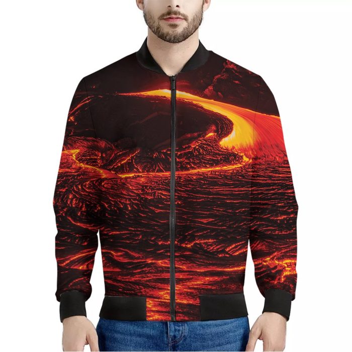 Lava Flow Print Bomber Jacket