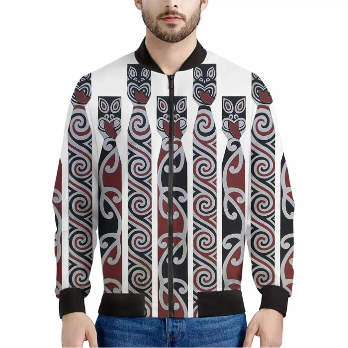 Maori Fence Print Bomber Jacket