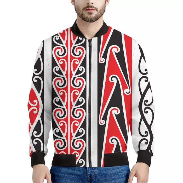 Maori Tribal Print Bomber Jacket