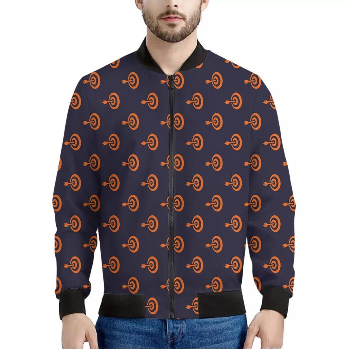 Orange Bullseye Target Pattern Print Bomber Jacket