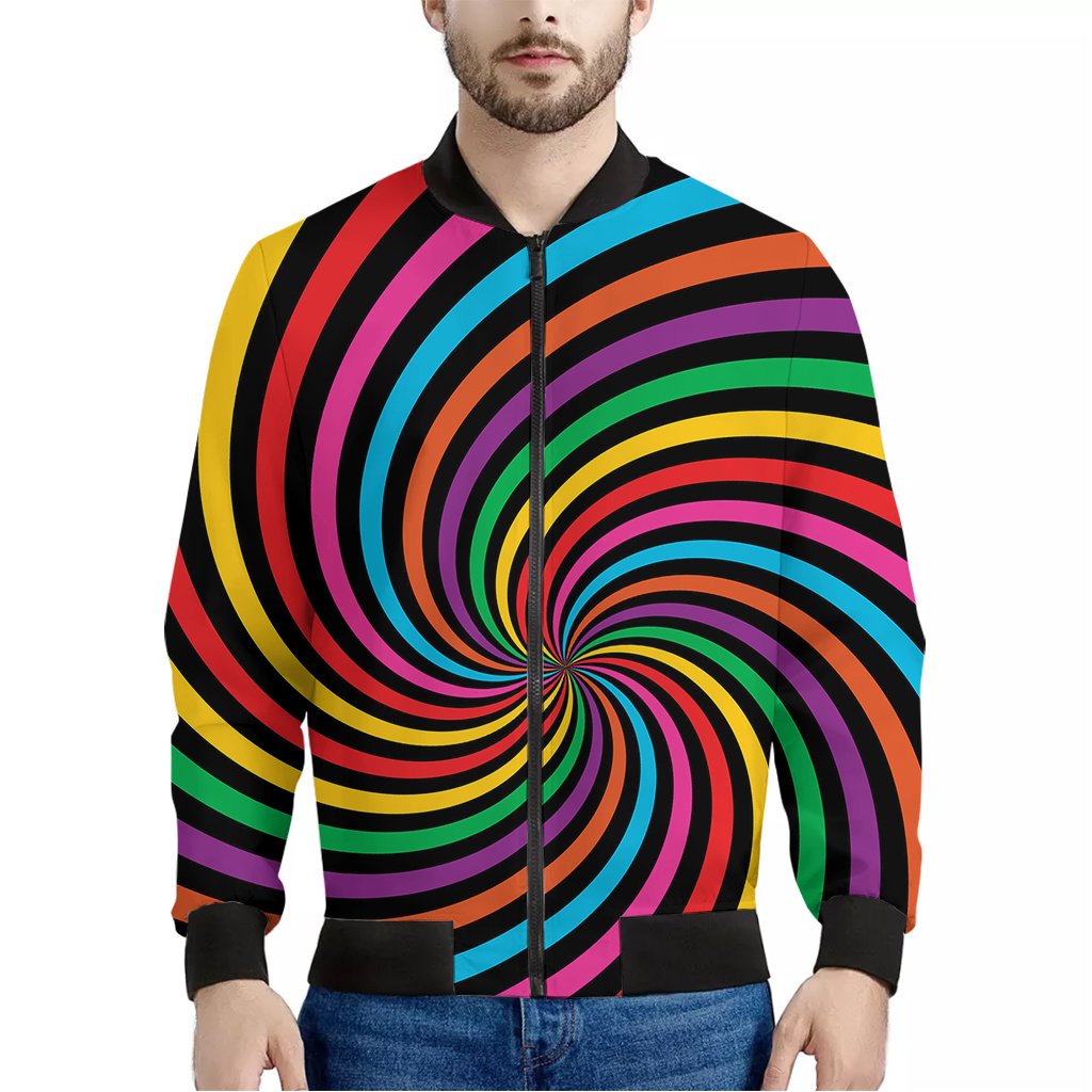 Rainbow Psychedelic Swirl Print Bomber Jacket – We sell presents, you ...