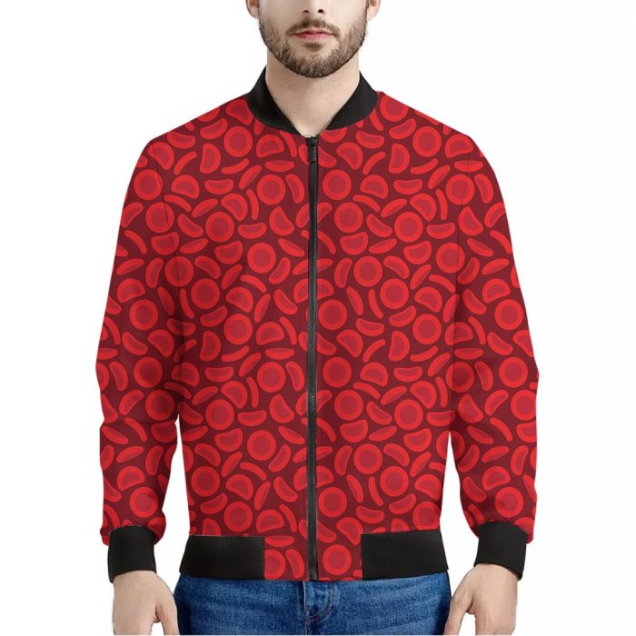 Red Blood Cells Pattern Print Bomber Jacket