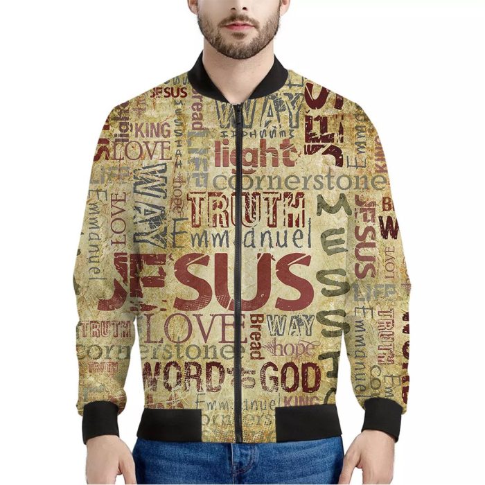 Religious Word Of God Print Bomber Jacket