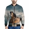 Running Wild Stallion Horse Print Bomber Jacket