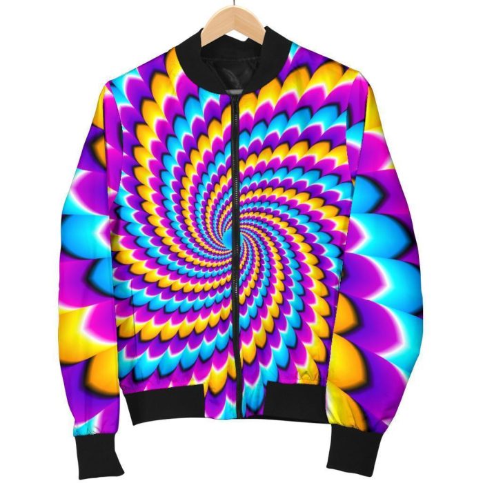 Spiral Colors Moving Optical Illusion Bomber Jacket