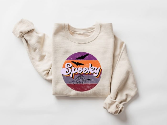 Spooky Sweatshirt Retro Halloween Sweatshirt Spooky Witch