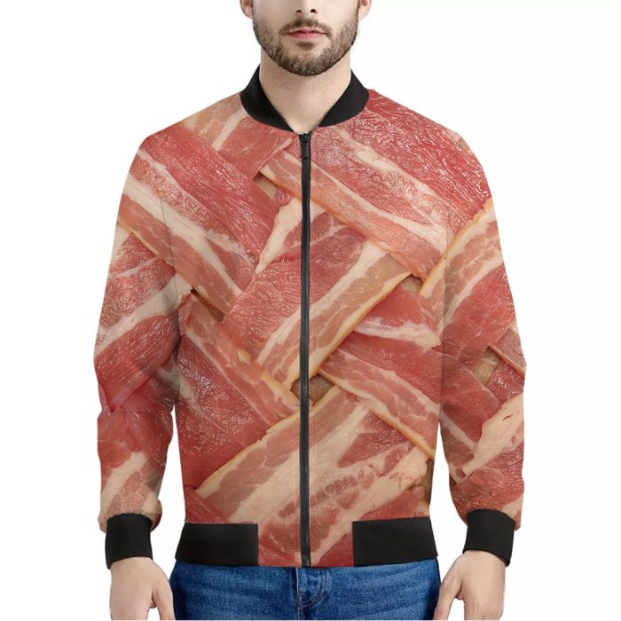 Weaving Bacon Print Bomber Jacket