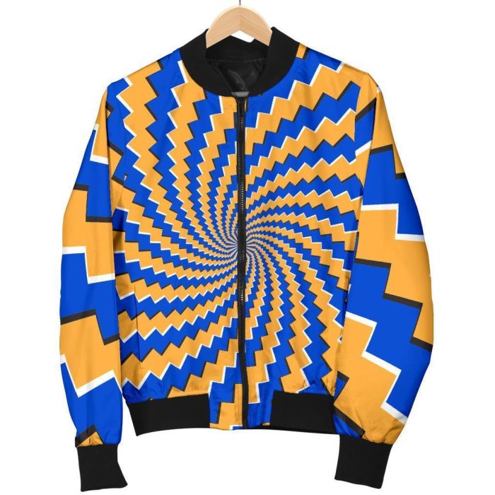 Yellow Spiral Moving Optical Illusion Bomber Jacket