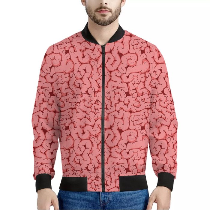 Zombie Brain Print Bomber Jacket