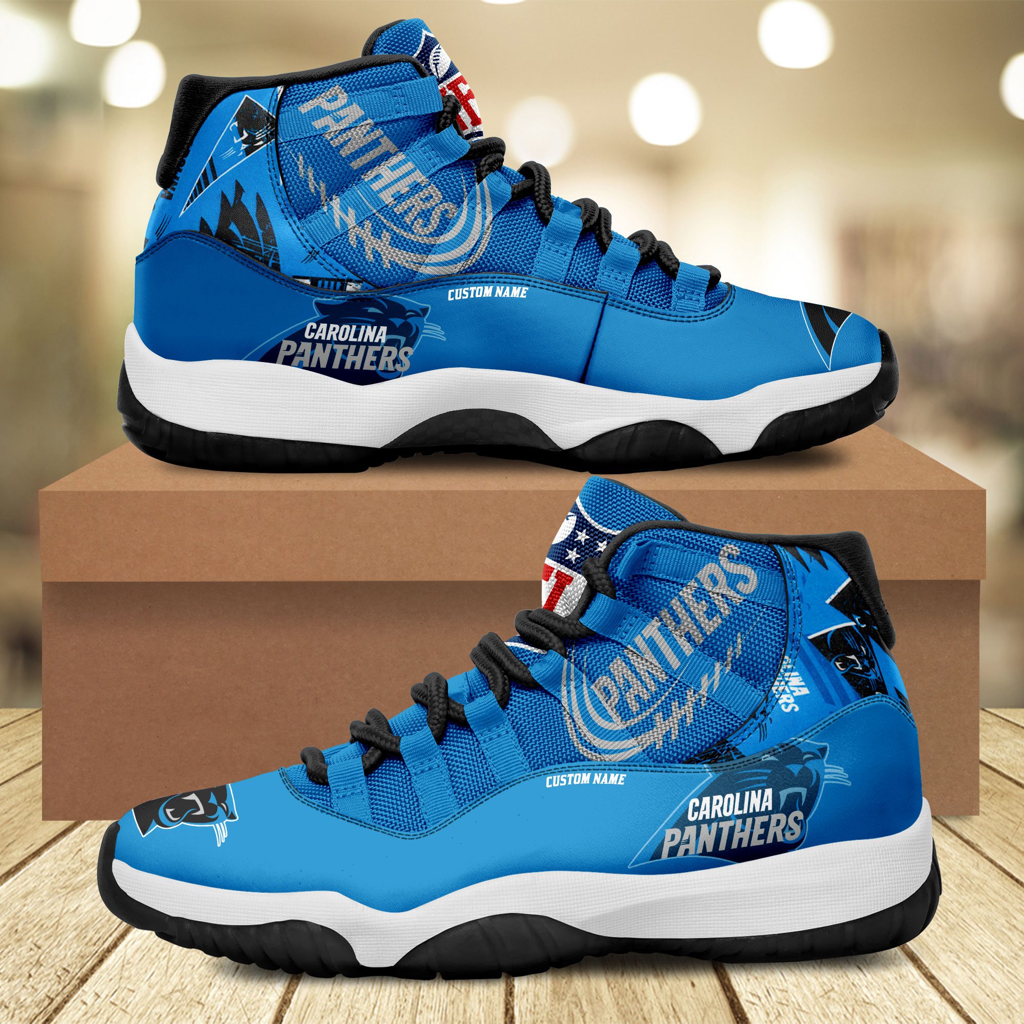 Carolina-Panthers-Personalized-JD11-Sneaker-Basketball-Shoes Carolina Panthers Personalized JD11 Sneaker Basketball Shoes