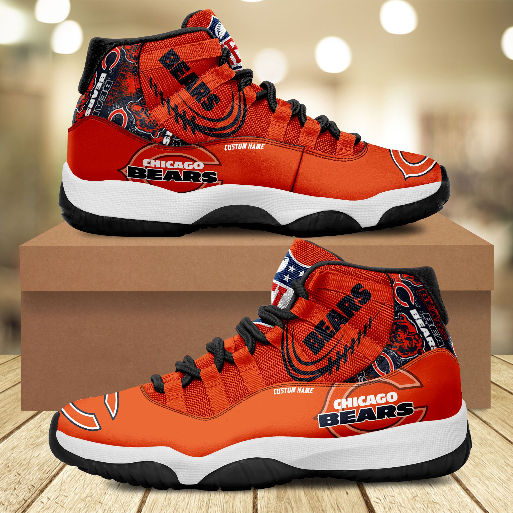 Chicago-Bears-Personalized-JD11-Sneaker-Basketball-Shoes Chicago Bears Personalized JD11 Sneaker Basketball Shoes