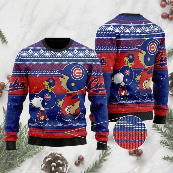 Chicago Cubs Snoopy And Charlie Brown Ugly Christmas Sweater