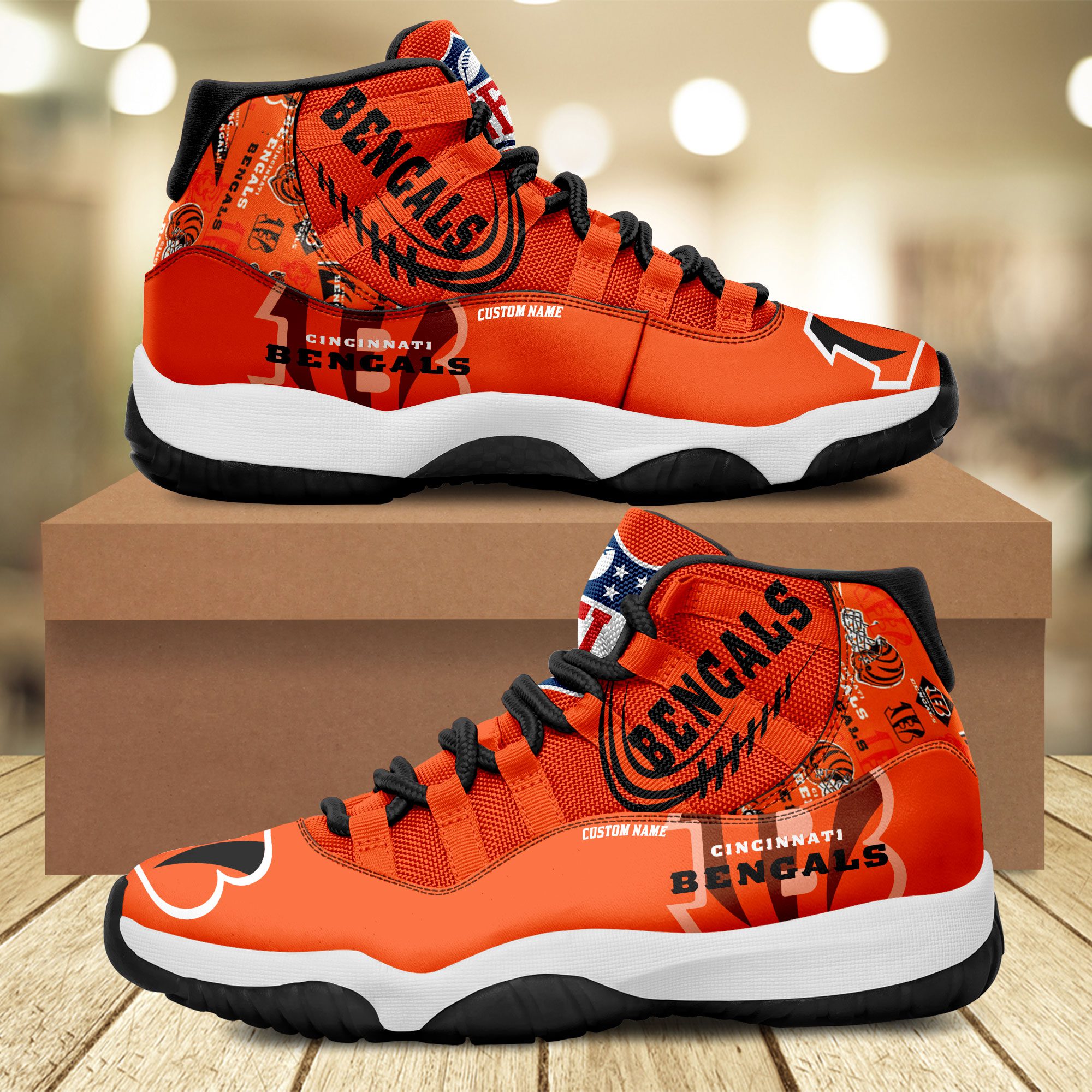Cincinnati-Bengals-Personalized-JD11-Sneaker-Basketball-Shoes Cincinnati Bengals Personalized JD11 Sneaker Basketball Shoes
