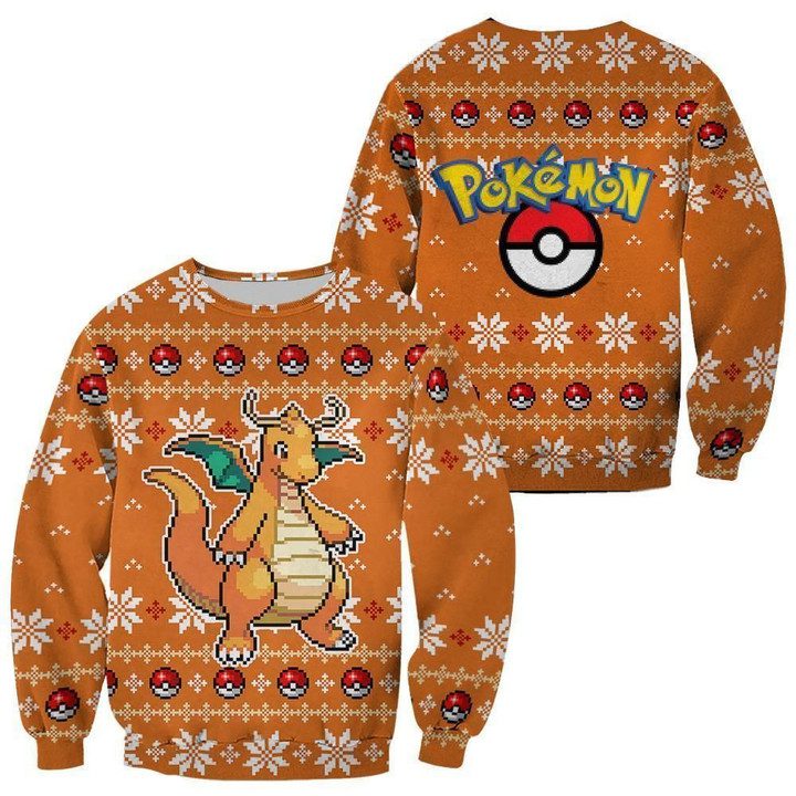 Dragonite-Ugly-Christmas-Sweater-Pullover-Hoodie-Custom-Xmas-Gift Dragonite Ugly Christmas Sweater Pullover Hoodie Custom Xmas Gift