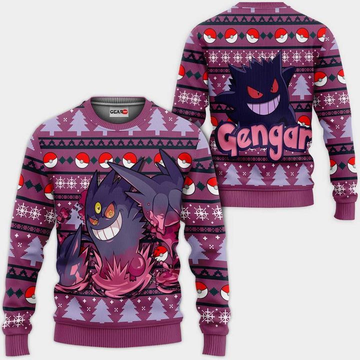 Gengar-Ugly-Christmas-Sweater-Pullover-Hoodie-Custom-Anime-Xmas-Gifts Gengar Ugly Christmas Sweater Pullover Hoodie Custom Anime Xmas Gifts