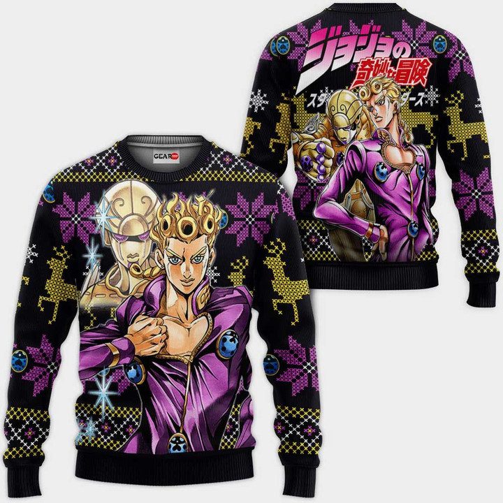 Giorno-Giovanna-Ugly-Christmas-Sweater-Pullover-Hoodie-Custom-JJBA-Xmas-Gifts Giorno Giovanna Ugly Christmas Sweater Pullover Hoodie Custom JJBA Xmas Gifts