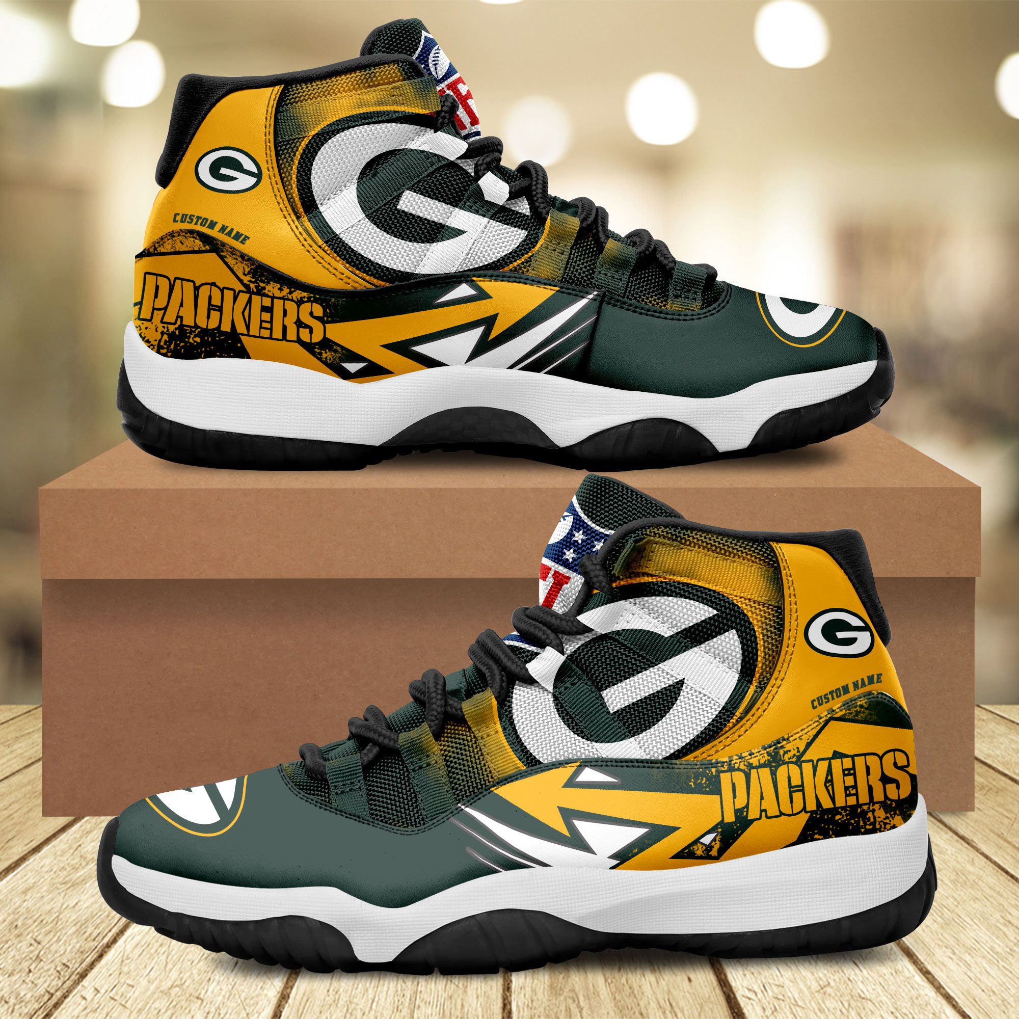 Green-Bay-Packers-Big-Logo-NFL-Personalized-JD11-Sneaker-Basketball-Shoes Green Bay Packers Big Logo NFL Personalized JD11 Sneaker Basketball Shoes